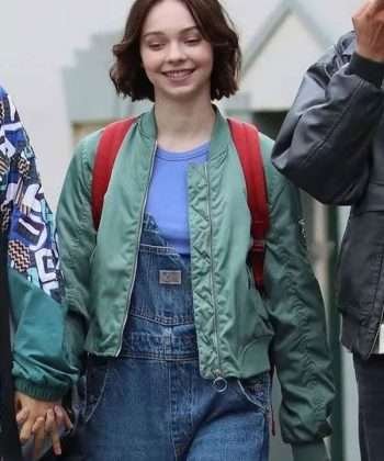 A Good Girl's Guide to Murder Pippa Fitz-Amobi Green Bomber Jacket