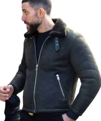 FBI S05 Omar Adom Zidan Shearling Black Leather Jacket