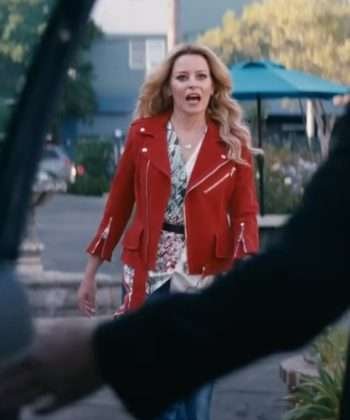 Skincare 2024 Elizabeth Banks Red Suede Leather Jacket