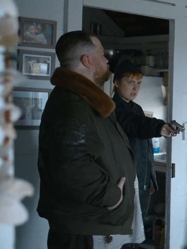 The Instigators 2024 Paul Walter Hauser Shearling Green Bomber Jacket