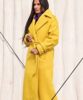 Demi Moore The Substance 2024 Yellow Wool Coat