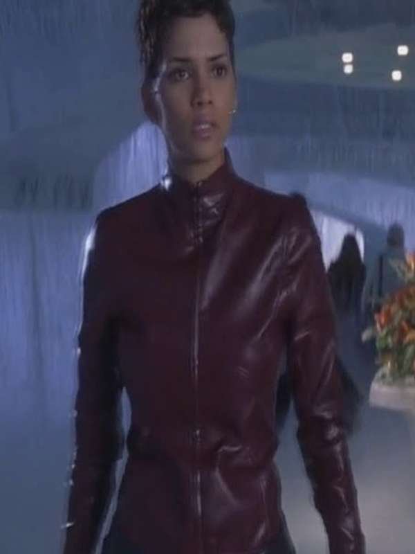 Halle Berry James Bond Die Another Day Maroon Leather Jacket