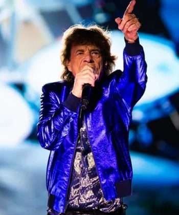 Mick Jagger Hackney Diamonds Tour 2024 Blue Leather Jacket