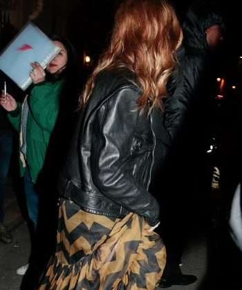 PFW 2024 Natalia Dyer Black Leather Jacket