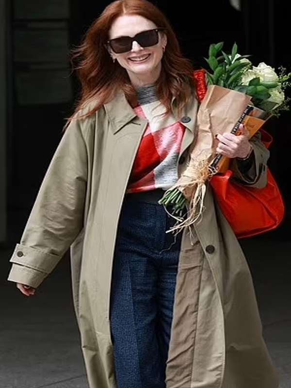 The Room Next Door 2024 Julianne Moore Brown Trench Coat
