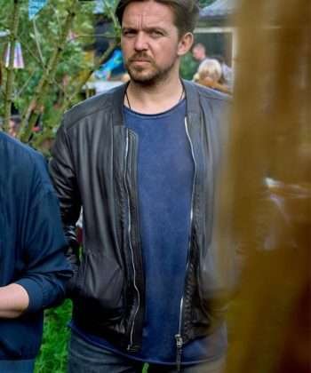 Van der Valk S02 Brad de Vries Black Leather Bomber Jacket