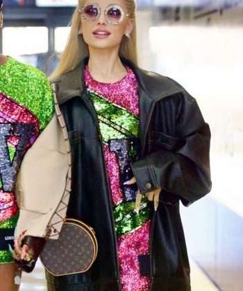 Wicked 2024 Ariana Grande Black Leather Jacket