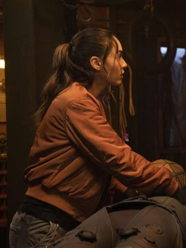 The 100 S07 Raven Reyes Orange Bomber Jacket