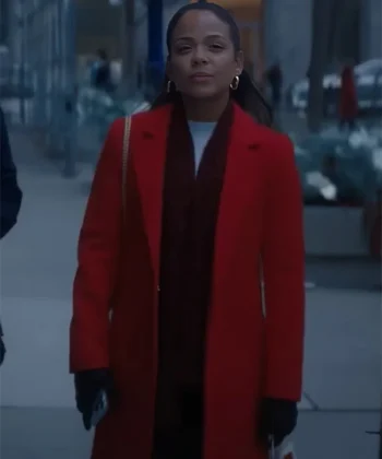 Christina Milian Meet Me Next Christmas Red Trench Coat