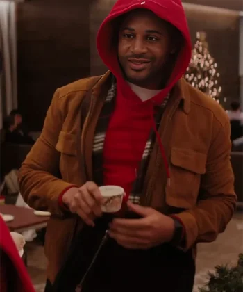 Meet Me Next Christmas Devale Ellis Brown Suede Jacket