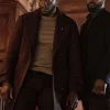 Aldis Hodge Cross Brown Wool Coat