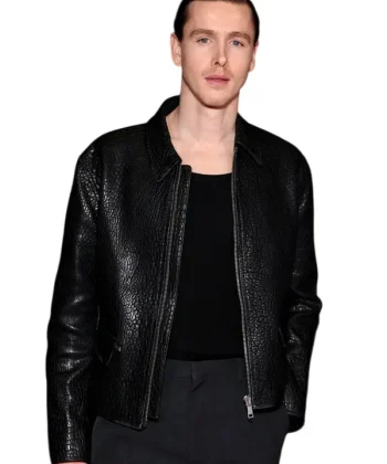 Harris Dickinson Babygirl Black Leather Jacket