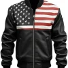 Men American Flag Leather Jacket