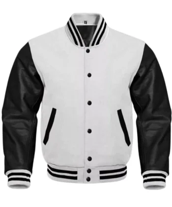 Men Black and White Letterman Jacket