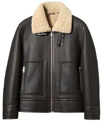 Men Brown Shearling Leather Jacket