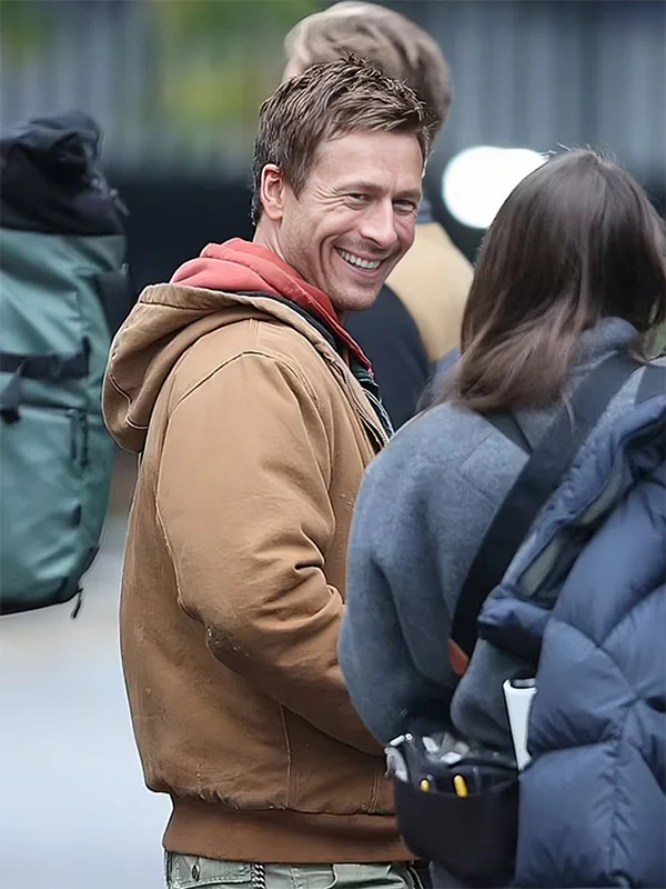 The Running Man Glen Powell Brown Jacket The Running Man 2025 Glen Powell Brown Jacket