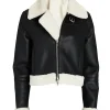 Women Black Shearling Leather Jacket