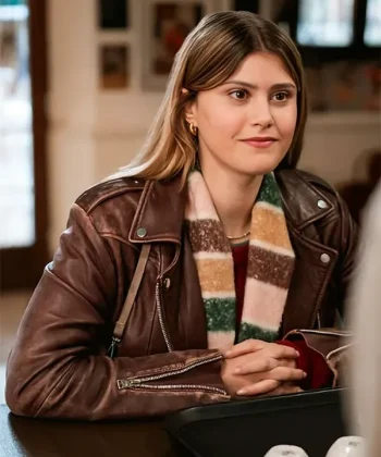 Jenny De Nucci La Dolce Villa Brown Leather Motorbike Jacket