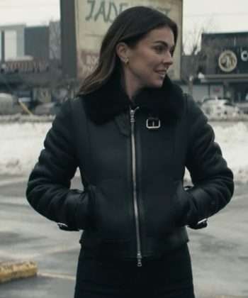Karla Dixon Reacher S02 Black Shearling Leather Jacket