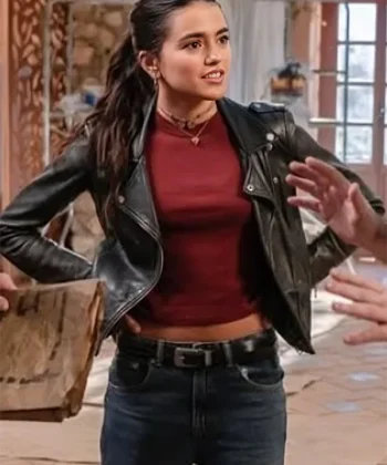 La Dolce Villa Olivia Black Leather Biker Jacket