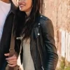 La Dolce Olivia Black Leather Biker Jacket