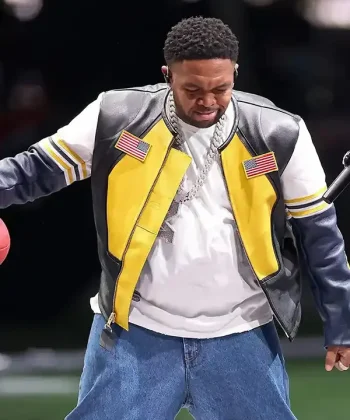 Mustard Super Bowl LXI Motorcycle Leather Jacket