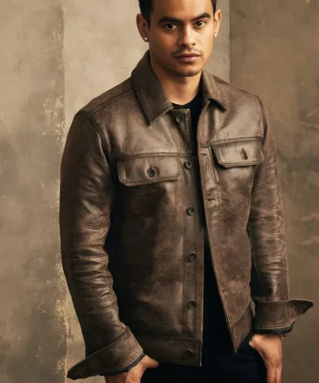 Julian Works The Long Game Joe Treviño Brown Leather Trucker Jacket