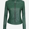 Womens Dark Green Leather Jacket
