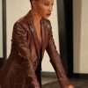 Found S02 Gabi Mosely Brown Leather Blazer
