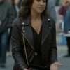 An Unexpected Valentine 2025 Lacey Chabert Leather Jacket