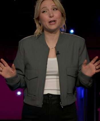 Taylor Tomlinson After Midnight 2025 Gray Bomber Jacket