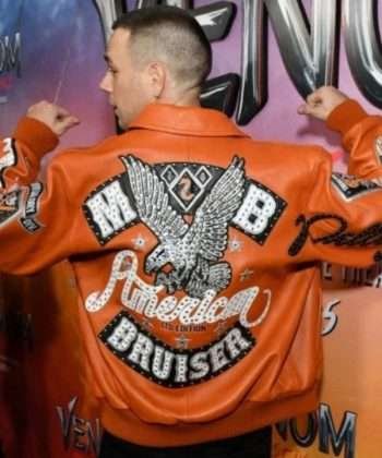 Jared Abrahamson Premiere Night 2024 Venom The Last Dance Orange Leather Jacket