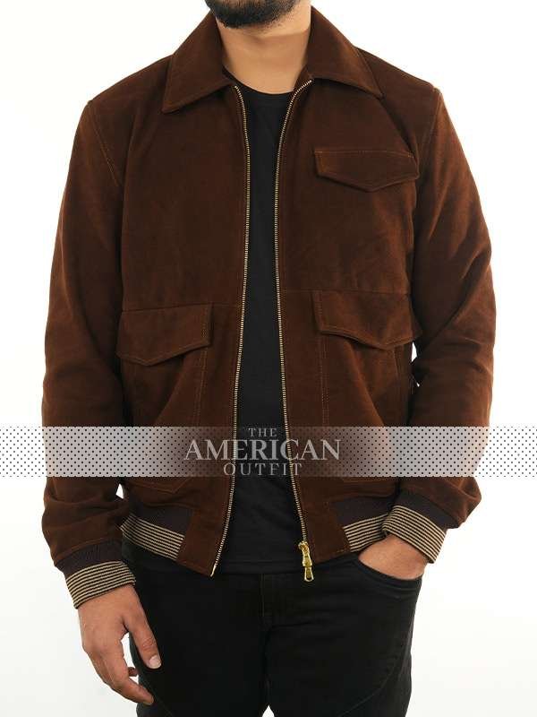 The Day of the Jackal Eddie Redmayne Brown Suede Jacket